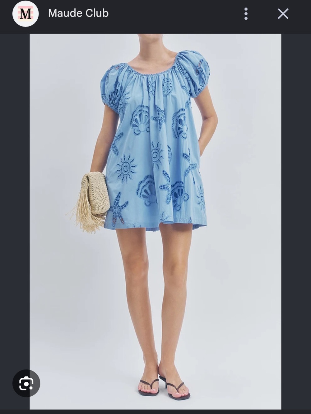 Maude Club Dress- Blue Eyelet Puff-Sleeve Dress